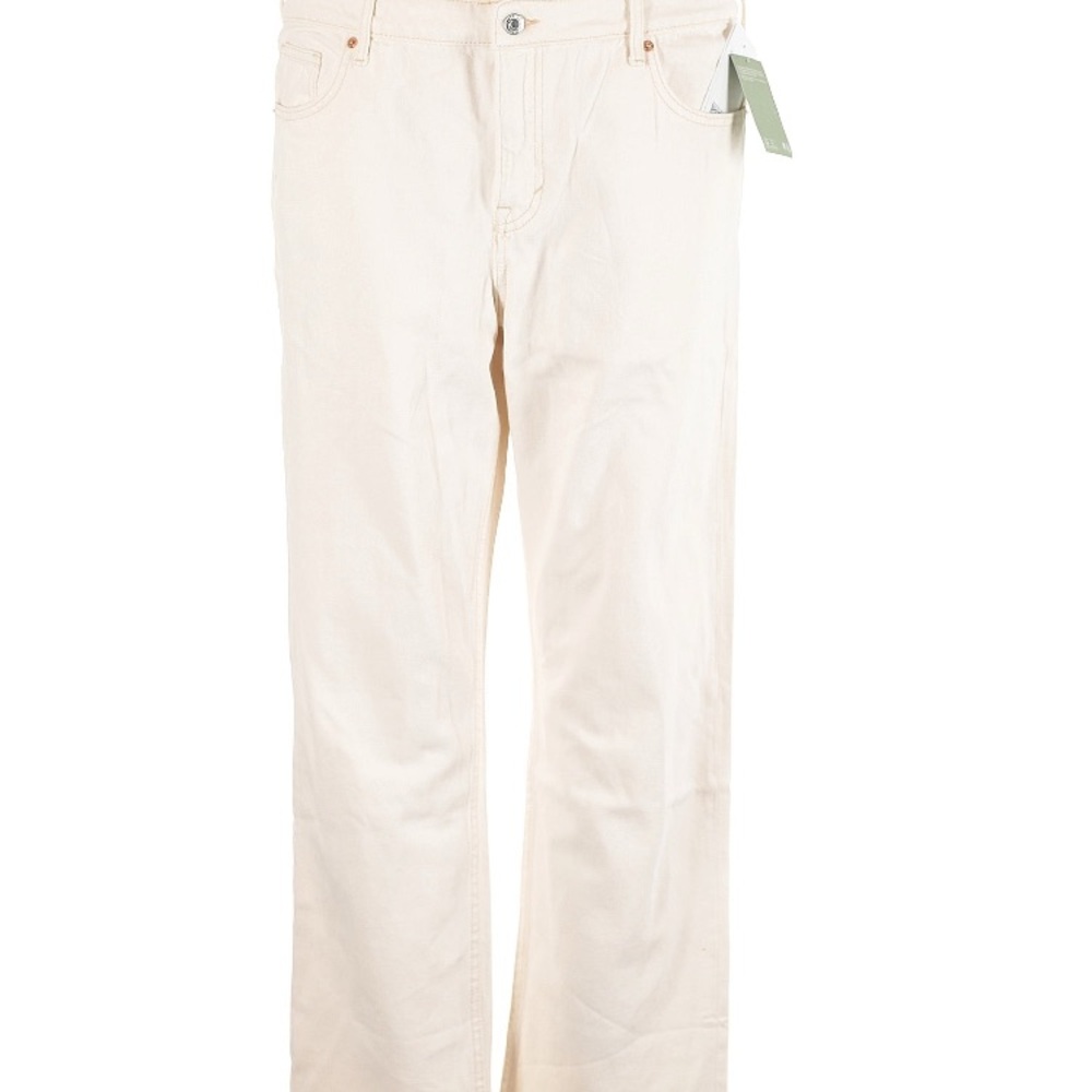 H&M Cream Jeans Women Straight Leg Mid Rise NWT SIZE 18